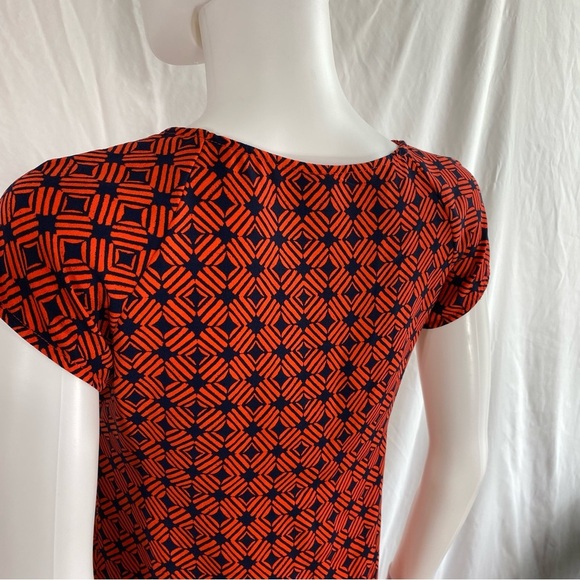 Merona Red & Navy Blue Geometric Print Cap Sleeve Shift Dress - Picture 5 of 6